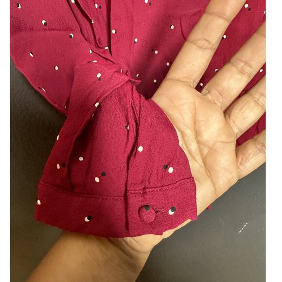 Rails Women's Beaux Rouge Offset Dot Long Sleeve Peplum Top Size Medium - Picture 7 of 9